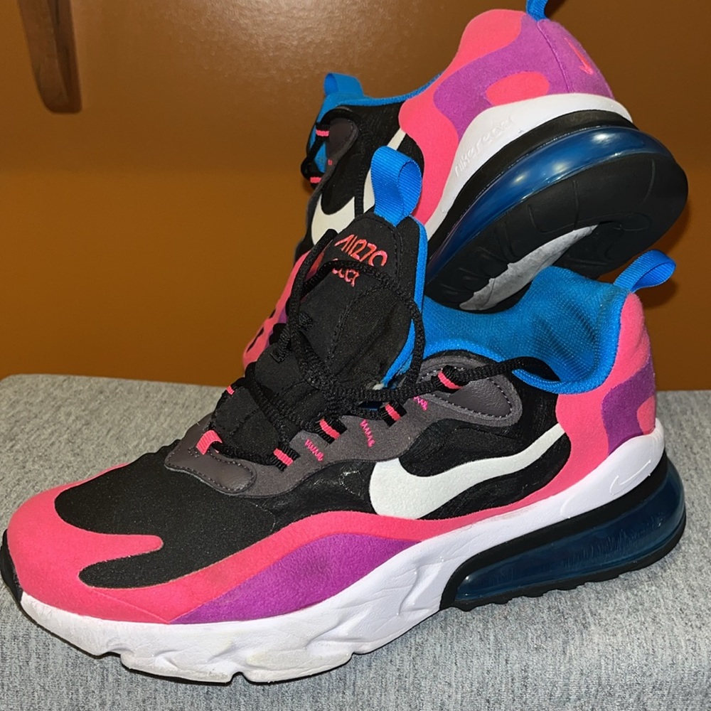 Nike Air Max 270 React Pink/Purple/Black - Authentic - Kids 6.5 / Women’s 8